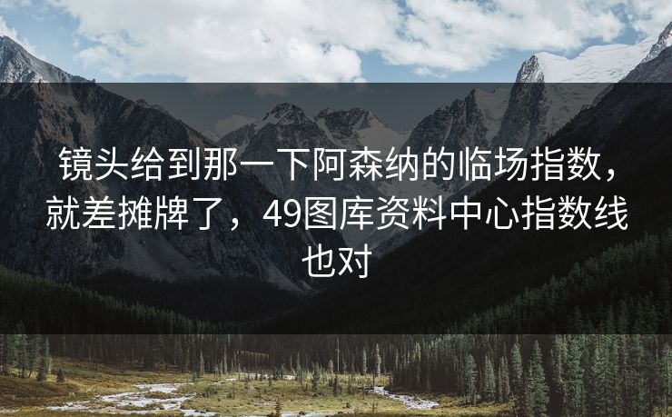 镜头给到那一下阿森纳的临场指数，就差摊牌了，49图库资料中心指数线也对