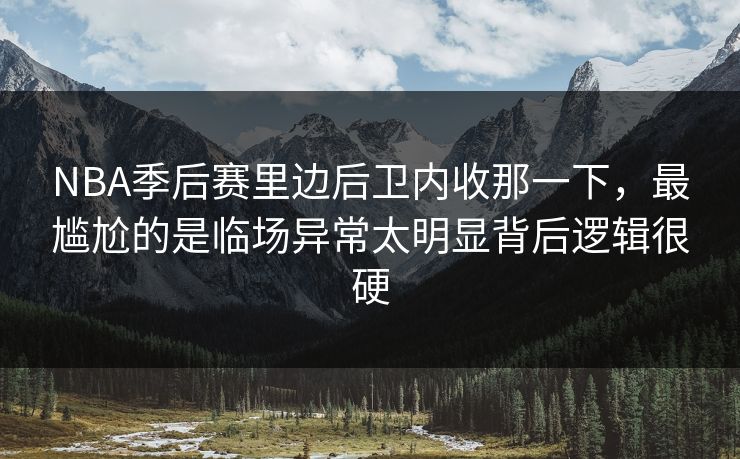 NBA季后赛里边后卫内收那一下，最尴尬的是临场异常太明显背后逻辑很硬