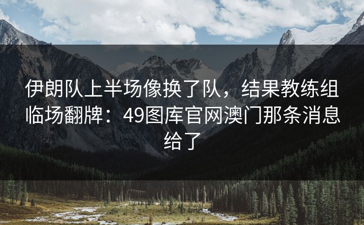 伊朗队上半场像换了队，结果教练组临场翻牌：49图库官网澳门那条消息给了