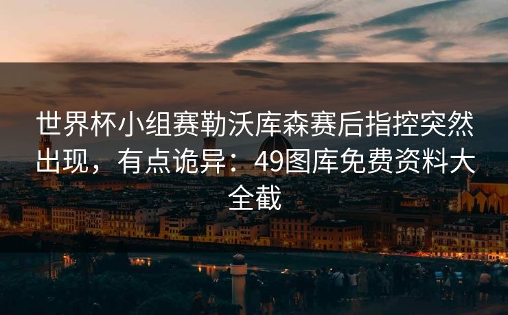 世界杯小组赛勒沃库森赛后指控突然出现，有点诡异：49图库免费资料大全截