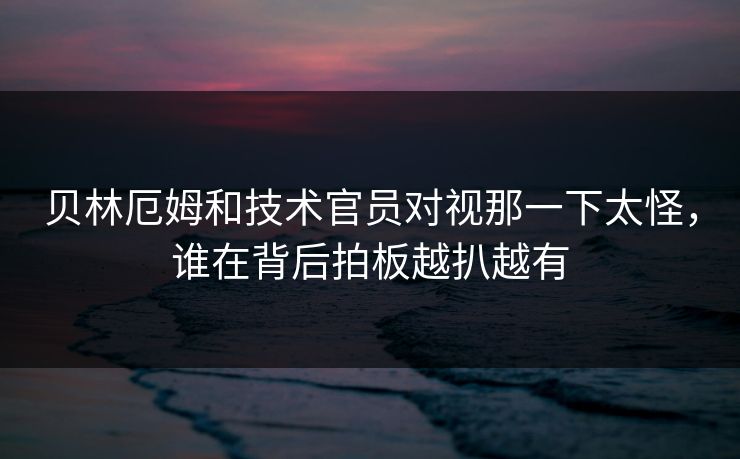 贝林厄姆和技术官员对视那一下太怪，谁在背后拍板越扒越有