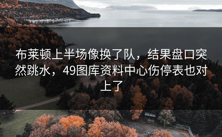 布莱顿上半场像换了队，结果盘口突然跳水，49图库资料中心伤停表也对上了