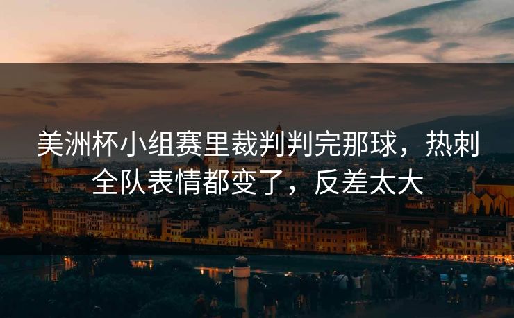 美洲杯小组赛里裁判判完那球，热刺全队表情都变了，反差太大